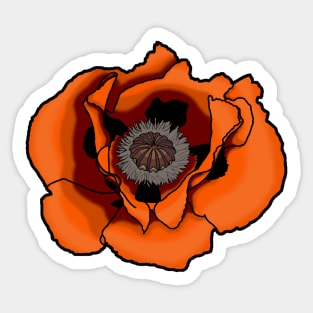 Red Poppy Flower Sticker